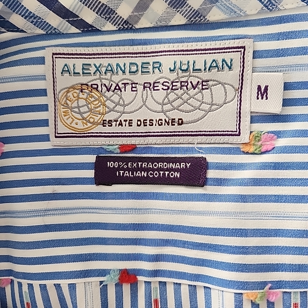 ALEXANDER JULIAN PRIVATE RESERVE - Striped Multicolor Flip Cuff Med Dress Shirt - Picture 12 of 13